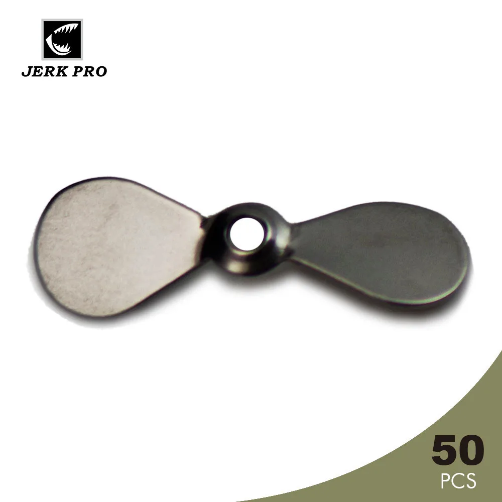 JERK PRO 50PCS Prop Blade Custom Whistler Jigs Stainless Steel Fly Propeller Spin Fishing Lure Blades For Topwater Plugs