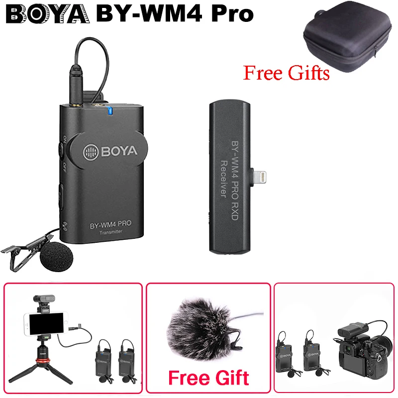 

Boya BY-WM4 Pro K3/K4 Dual Channel Wireless Studio Microphone Lavalier Interview Mic for iPhone DSLR Camera Tiktok Youtube vlog