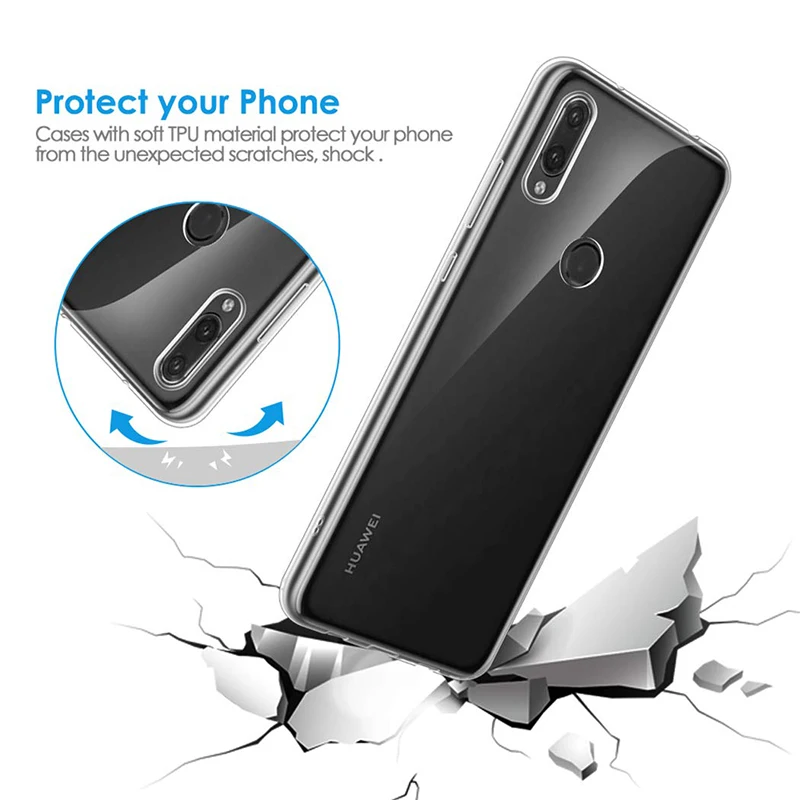 Прозрачный мобильный телефон чехлы для Huawei Y6/Y6 Pro/Y6 Prime 2019 Силиконовая задняя