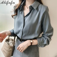 spring autumn women loose shirts plus size blouses 2021 fashion solid ol style long sleeve simple feminine blusas tops