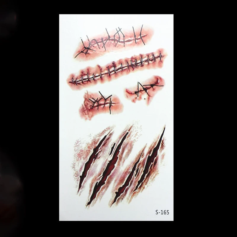 1 шт. водостойкие тату для Хэллоуина Зомби Шрамы Татуировки с искусственной