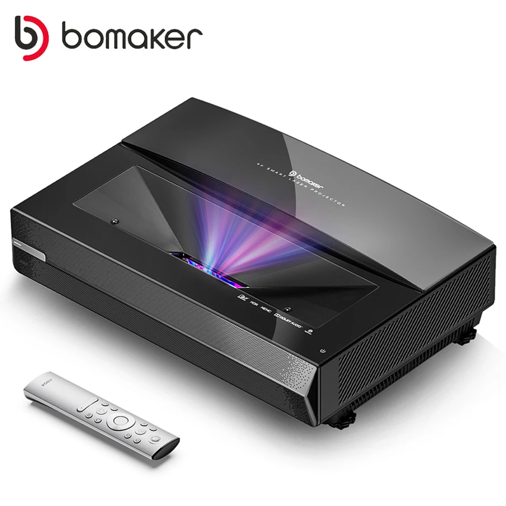BOMAKER Tri-Color Laser Projector 4K 2500 ANSI Lumens Ultra Short Throw with HDR10 MEMC 3+32GB Home Theater TV |