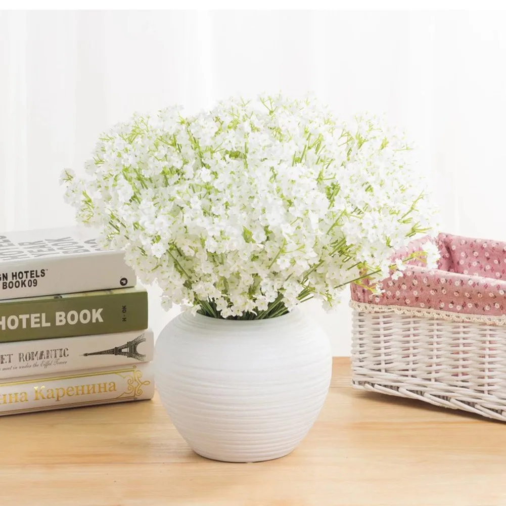 

20X Artificial Silk Cloth + Plastic Fake Gypsophila Silk Flowers Bouquet Wedding Decor High Quality