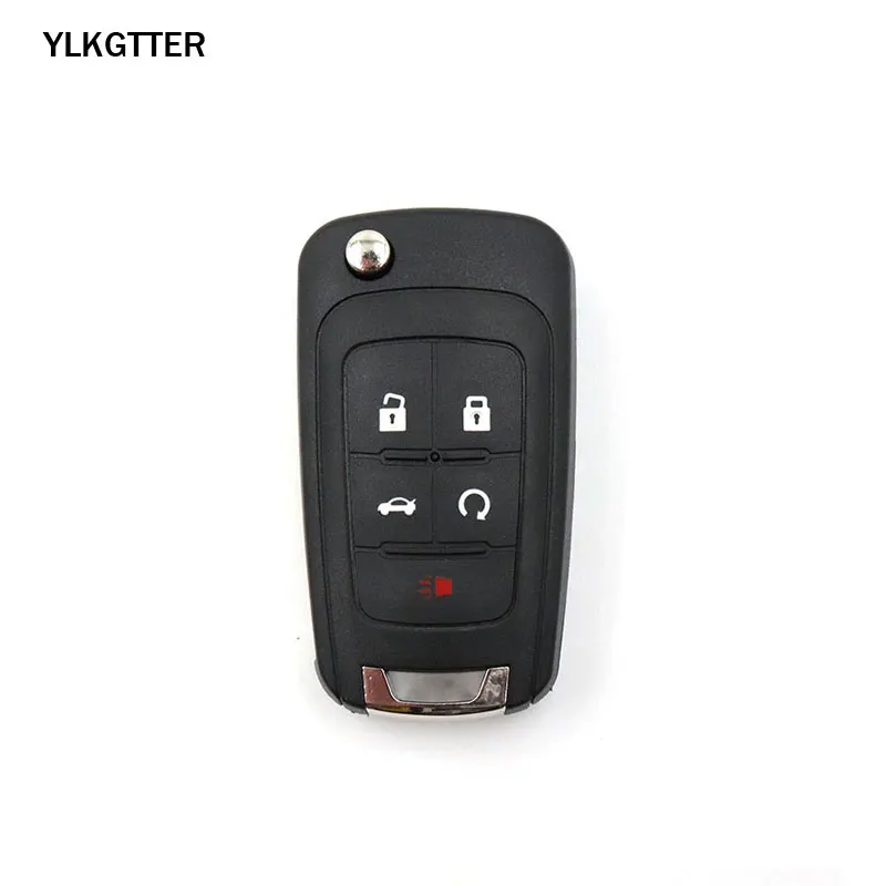 Black YLKGTTER 5 Кнопка флип складной дистанционный ключ костюм для Buick Lacrosse Encore Regal Verano 2011- с ID46 чип и HU100 лезвие - Цвет: Black