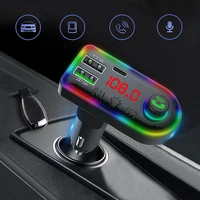 car adapter accessories black auto bluetooth fm transmitter type c dual usb car charger wireless audio adapter equippment