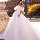 Женское атласное свадебное платье, Белое Бальное Платье с открытыми плечами, Турция, 2021