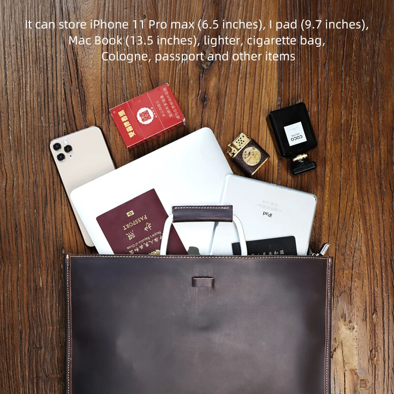 Zipper Briefcase Men Genuine Leather Bag Messenger Office Work Bags For Women Large Capacity Laptop Shoulder Handbag