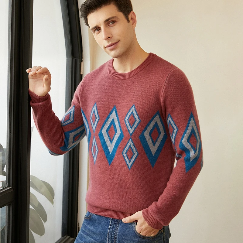 

Осень-зима 2021, мужской толстый кашемировый свитер, мужская куртка, зимний мужской жаккардовый пуловер, теплый мужской Рождественский свите...