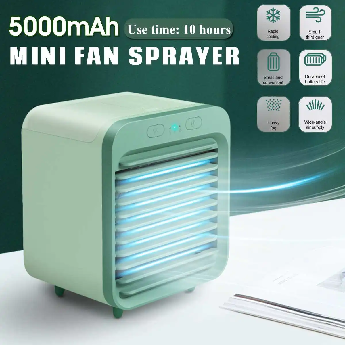 

Warmtoo Desktop Air-Cooler Portable Mini Fan evapolar humidifier Portable 3 Gear Speed Remote for Office Home Outdoor Camping