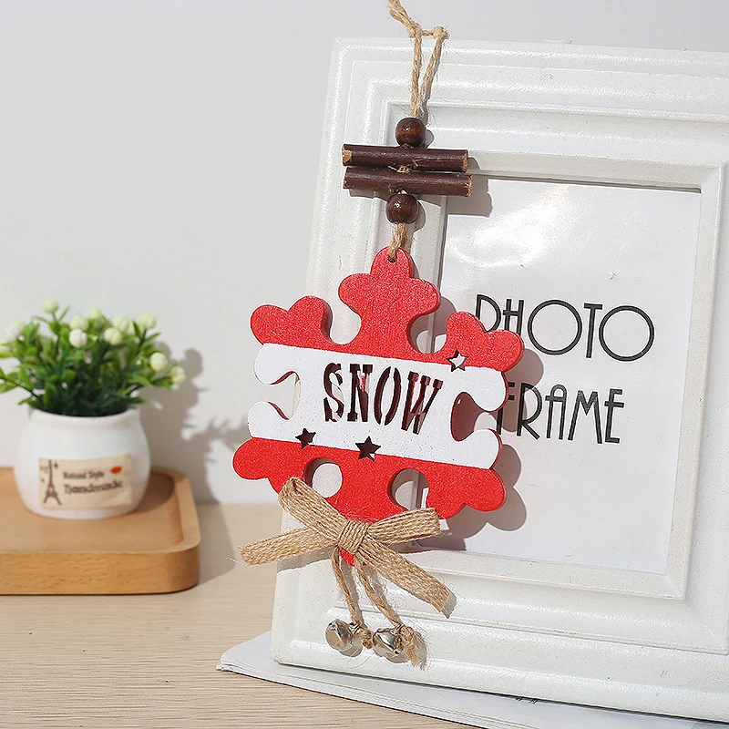 1 шт. деревянный Рождественский красный Лось Снежный колокольчик украшение елки