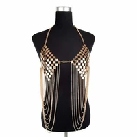 european and american fashion metal bra body chain gold and silver tassel design dress necklace jewelry