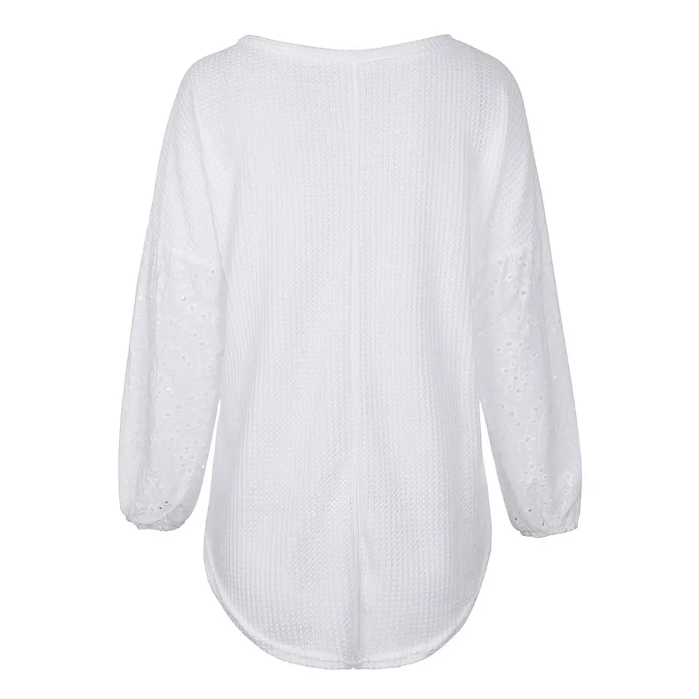 

Elegant White Embroidery Floral Hollow Out Blouse O Neck Shirt Women Lantern Sleeve Tops Summer Casual Loose Blusas Plus Size