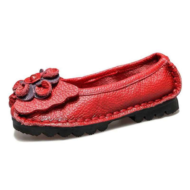 

2020 Flat Shoes Women Loafers Genuine Leather Women Flats Comfort Mother Shoes Soft Bottom Ladies Shoes Moccasins Plus Size 42