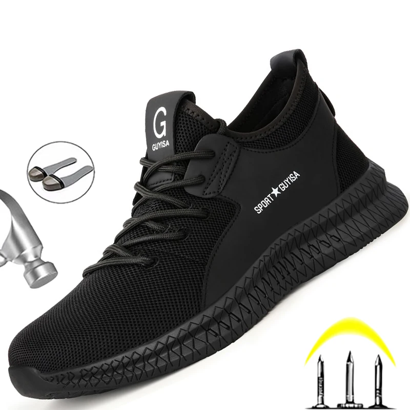 

Nice Pop Safety Shoes Men Puncture-Proof Work Boots Steel Toe Shoes Boots Indestructible Work Shoes Sneakers Male Safety Boots