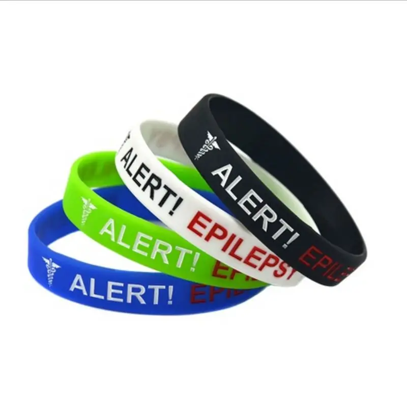 Medical Alert Epilepsy Awareness silicone rubber wristband bracelet jewelry gift women ID love wealth prosperity Unisex | Украшения и
