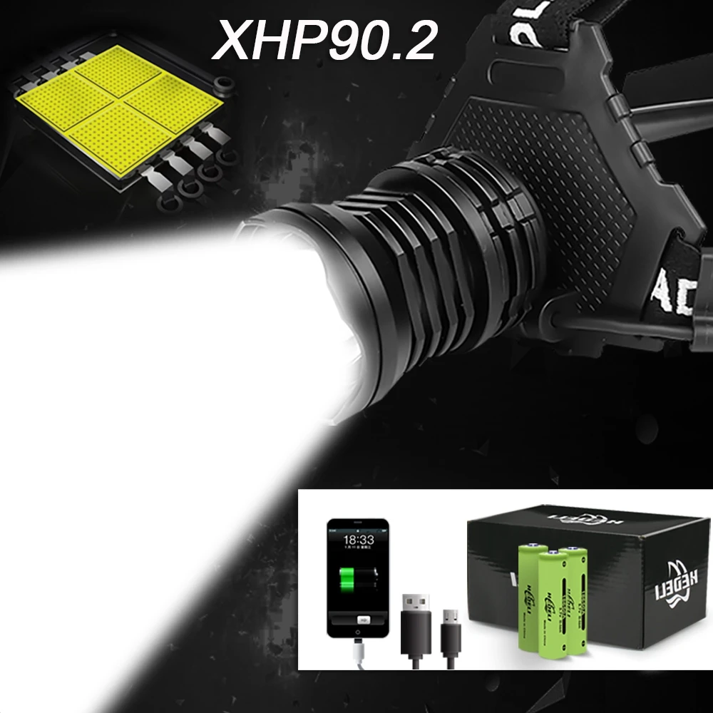 

300000 LM XHP90.2 LED Headlight XHP90 High Power LED Head Lamp 36W Usb 18650 Rechargeable XHP70 Head Light XHP50.2 Zoom Headlamp