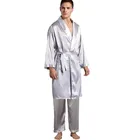 Комплект пижамный мужской из двух предметов, Шелковый или халат, шорты, кимоно с длинным рукавом, мягкий, Cozy7XL, платья Брюки
