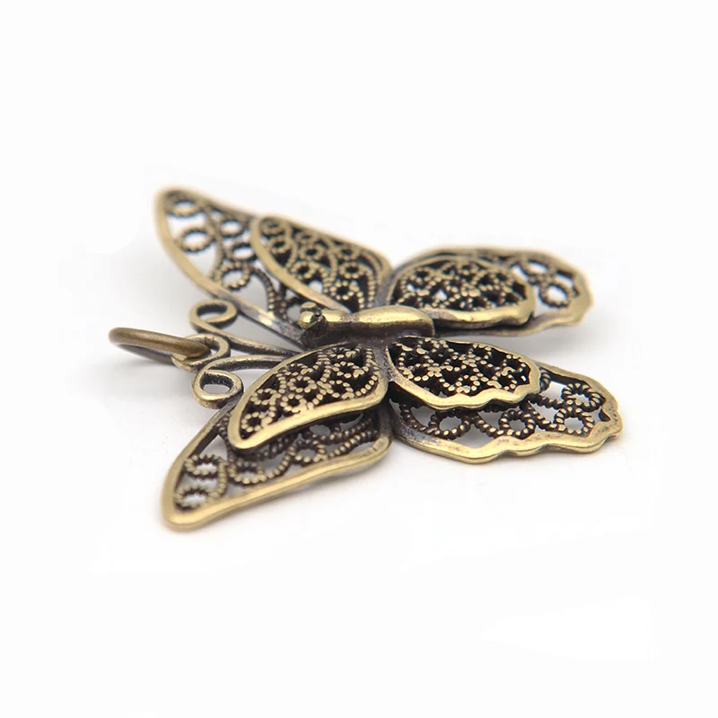 Брелок для ключей в ретро стиле латунный ажурный брелок форме бабочки