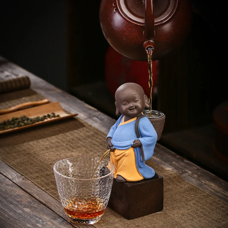 

Creative Purple Sand Ceramic Little Monk Urine Child Tea Pet Ornaments Boutique Can Raise Home Living Room Tea Room Tea Ceremony