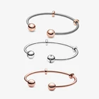 MYBEBOA 925 пробы серебро Цвет-розовое золото моменты открыть и серебристый браслет-цепочка-змейка из Стиль белый циркон браслет