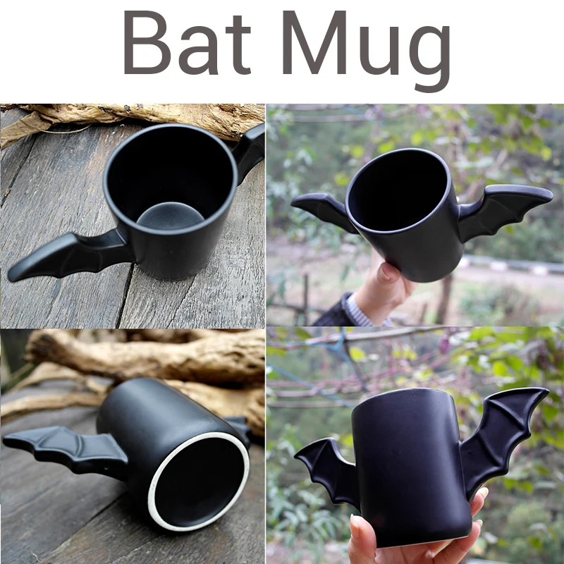 Крутые черные кружки с крыльями летучей мыши керамическая кружка для мужчин