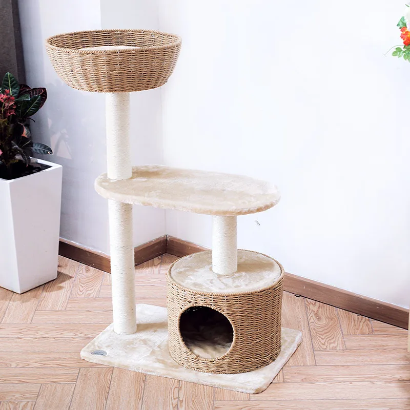 Cat Climbing Frame Big Cat Litter Cat Tree Sisal Hand-woven Cat Scratch Board Jumping Platform Cat House Climbing Cat