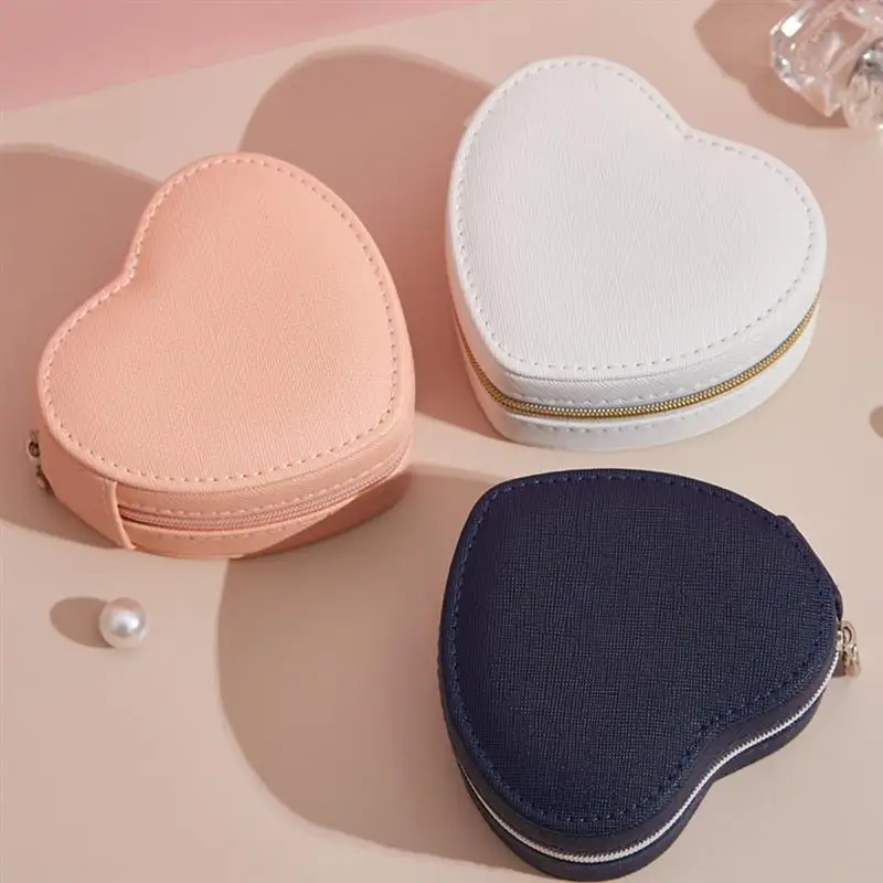 Сердце Форма Портативный шкатулка для хранения Чехол ожерелье серьги бижутерия