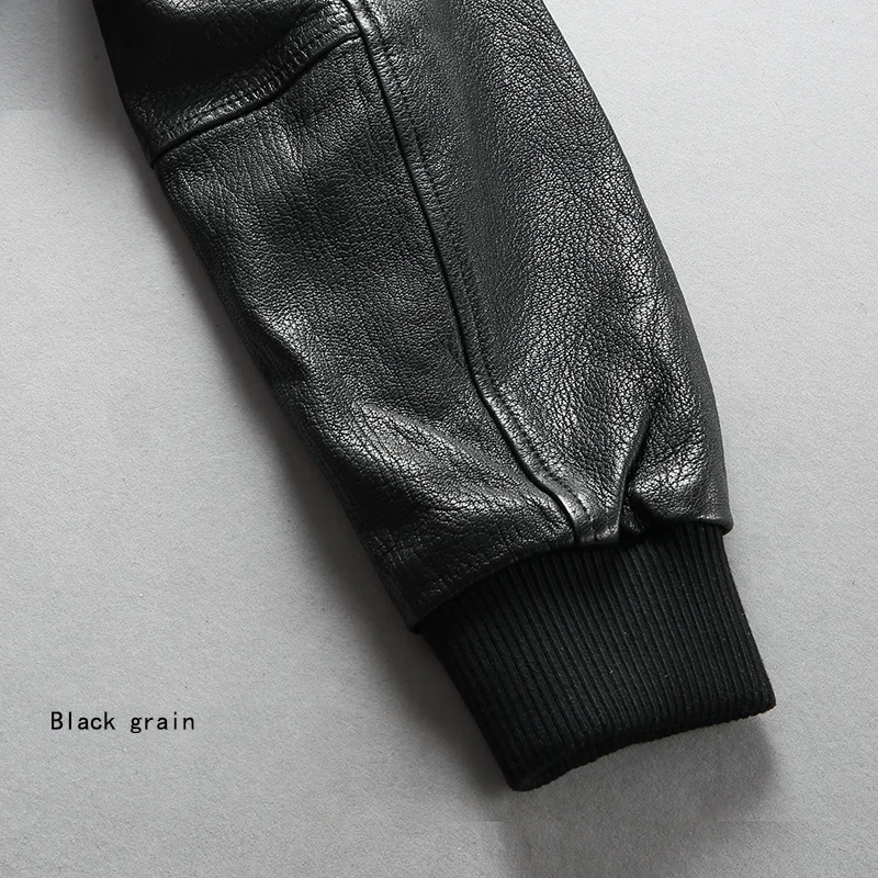 

Men's real air force flight Motorcycle Biker Genuine men sheepskin leather coat bomber jacket