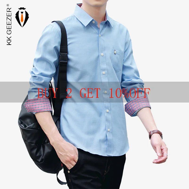 Мужская деловая приталенная рубашка черная Повседневная с длинным рукавом на