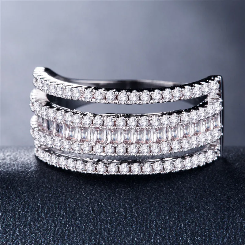 Модные ювелирные изделия UILZ многорядные обручальные кольца из фианита с