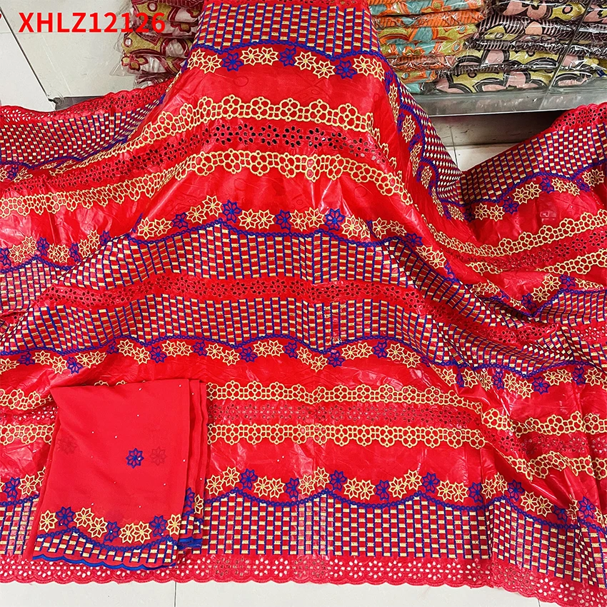 

High Quality African Bazin Breathable Lace Textiles Gorgeous ​Brocade fabric 5+2 Yards/Lot XHLZ12126 C