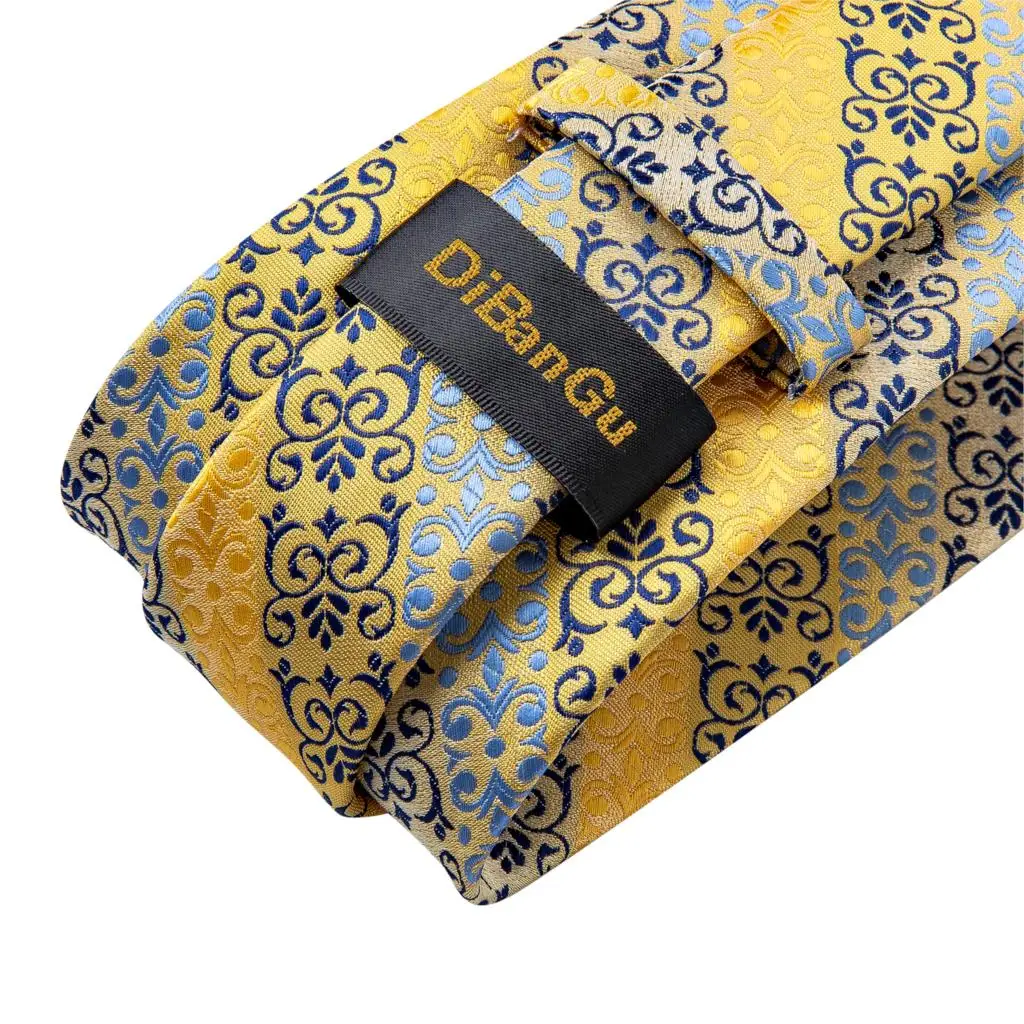 DiBanGu Мужской Шелковый Свадебный галстук желтого и синего цвета новый дизайн