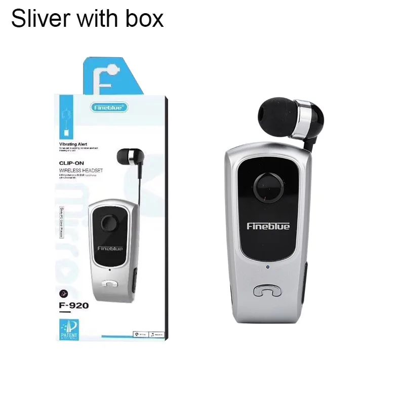 Sliver with box FineBlue F920 выдвижные мини беспроводные Bluetooth наушники звонки напоминают вибрацию износа клип спортивные наушники для бега - Цвет: Sliver with box