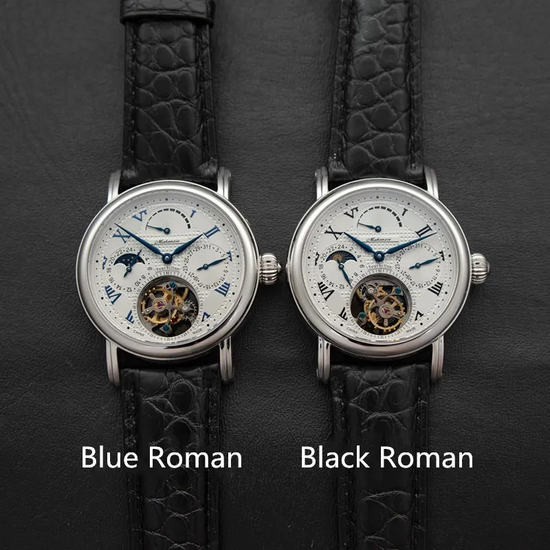 Многофункциональные мужские часы s Pilot Real Tourbillon с календарем Moonphase, механические мужские часы ST8007 Tourbillon, модные часы