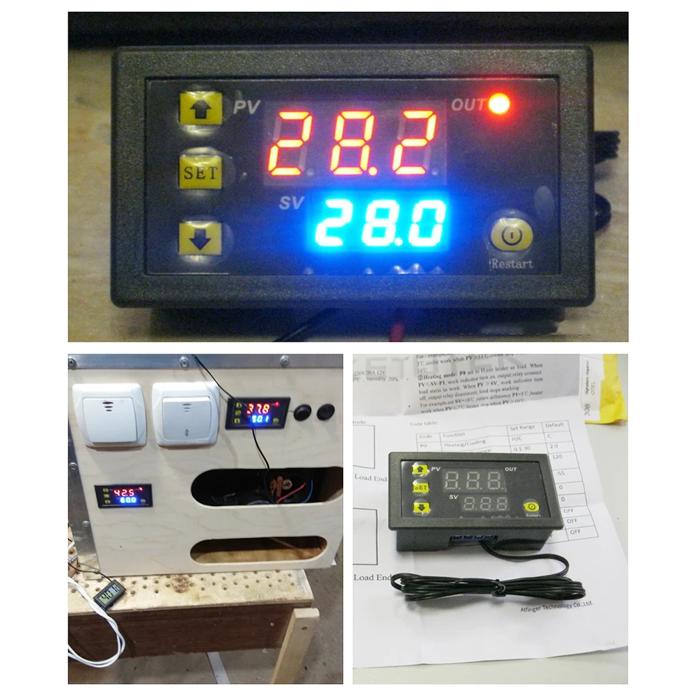 Цифровой светодиодный термостат W3230 регулятор температуры постоянного тока 12 В 24