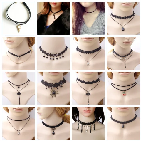 Ожерелье пикантные Чокеры в готическом стиле черного цвета с бахромой и