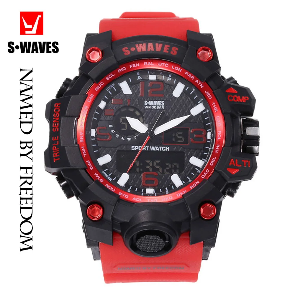Спортивные мужские часы с двойным дисплеем большие брендовые военные