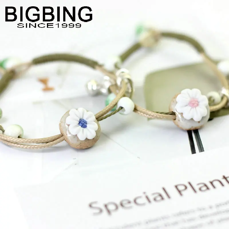Y051 BIGBING ювелирные изделия Модные 4 цвета керамические бусины цветок