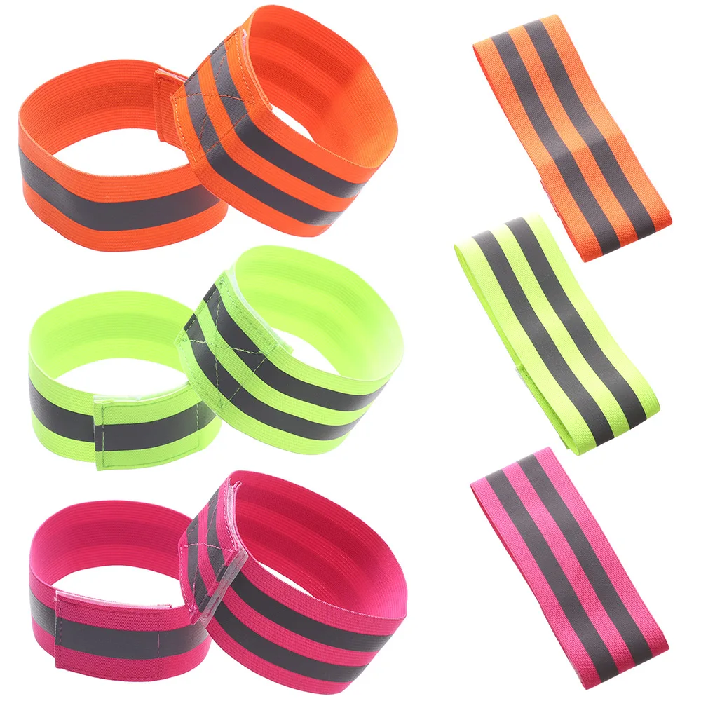 1pc Warning Wristband Safety Armband Bicycle Bind Pants Hand Leg Strap Reflective Tape Running Cycling Strips Outdoor | Спорт и