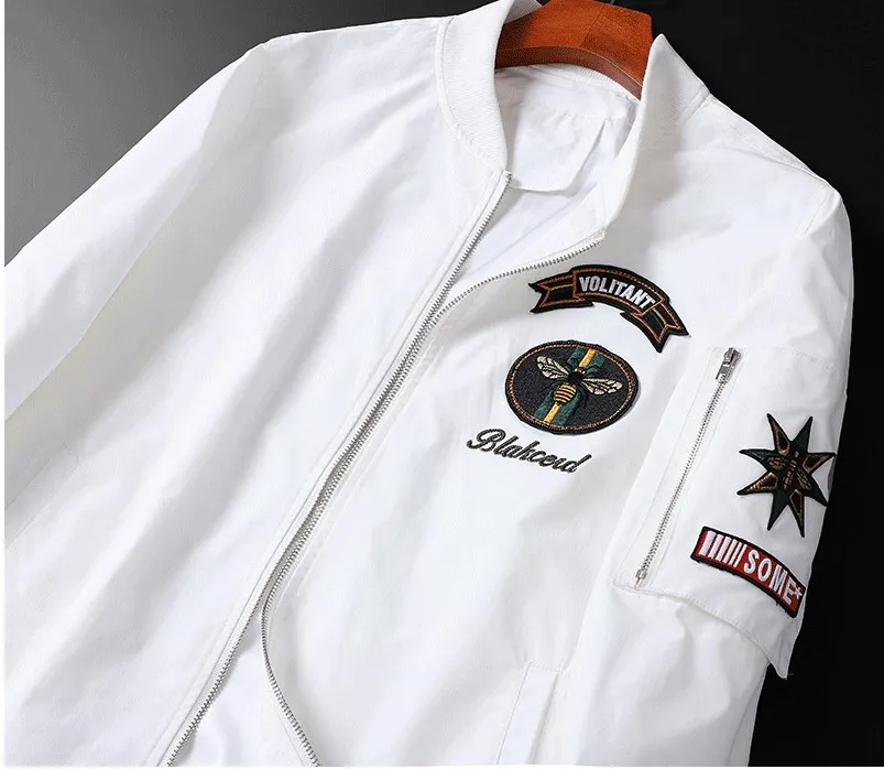 

New Men luxury Rib Sleeve Embroidered Bee volitant Striped High couple Baseball Coats & Jackets Abstract digital coat Motor #M32