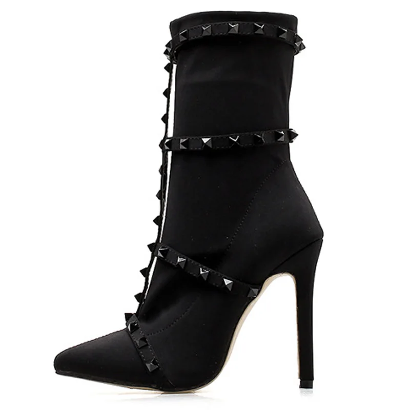 Большие размеры 35-42 женские ботинки осенне-зимняя обувь на высоком каблуке