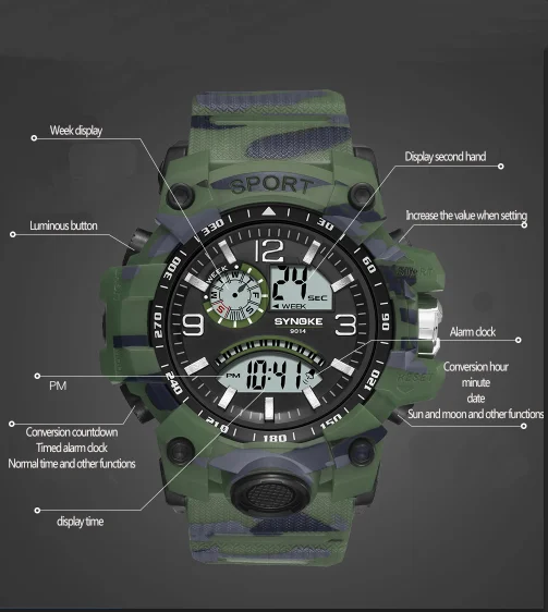 Спортивные часы мужские водонепроницаемые светодиодный цифровые наручные часы Мужские часы Relogio Masculino erkek kol saati многофункциональные Студенческие