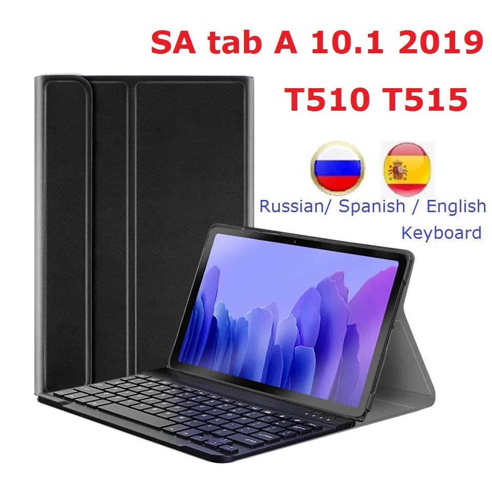 Tab A 10 1 русская испанская клавиатура для Samsung 2019 SM-T510 T515 чехол с клавиатурой