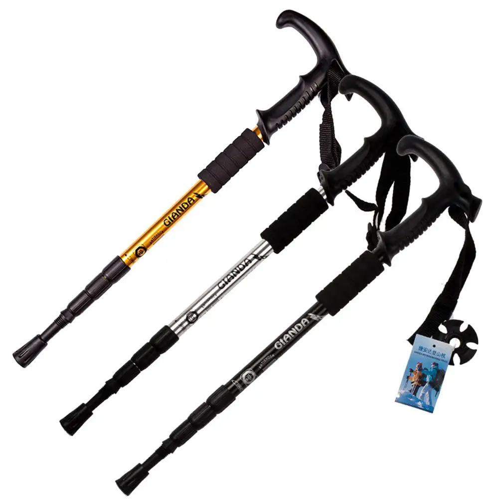 

Alpenstock for Elderly Aluminium Body Climbing Equipment Telescopic Walking Stick Cane Hiking Rubber Tips 6 Grade Alpenstock