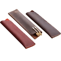 handmade leather pen holder pouch storage bag portable cowhide sewing pencil case office school writing materials supplies gift