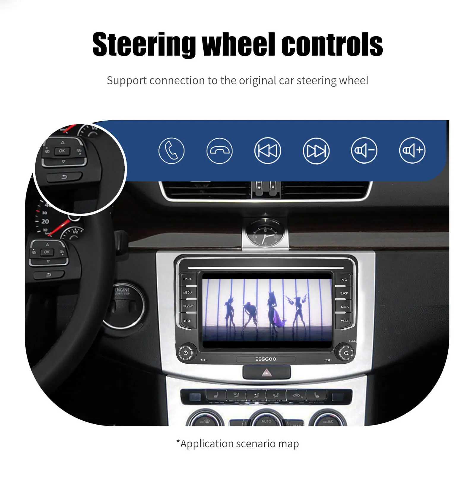 $143.55 ESSGOO Android 10.1 Car Radio 2 din CarPlay 7 Inch Autoradio Stereo Multimedia Player For Volkswagen VW Passat Touran GOLF POLO
