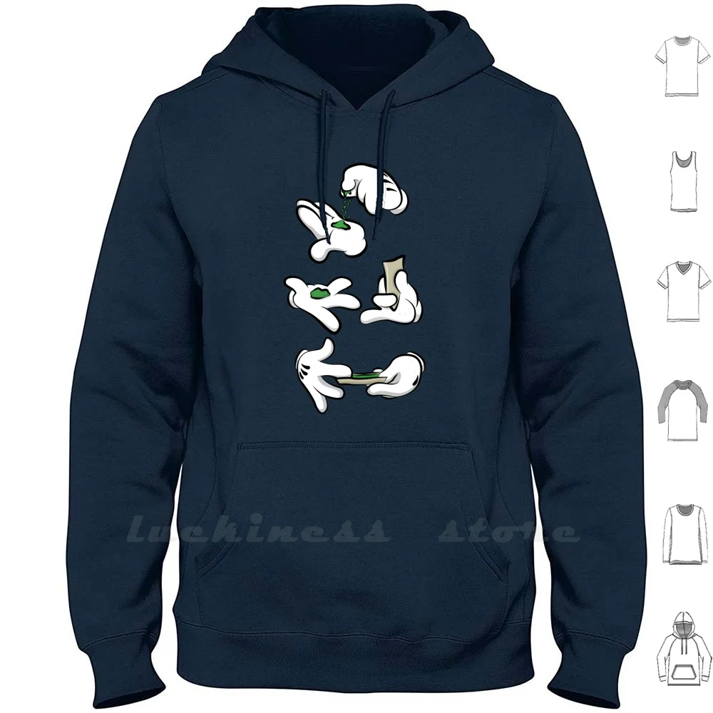 Weed Time Hands Hoodies Long Sleeve Delusional Tiny Floth Flothwest Cartoon Cool Epic Geek Geeky Top Swag Swagg Fresh