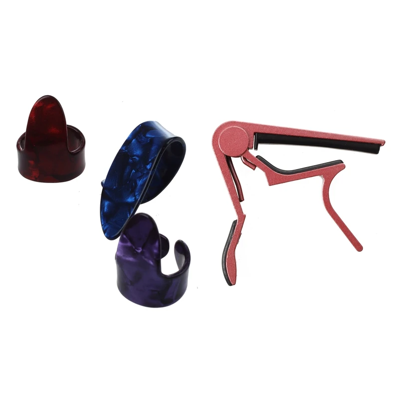 

Пластиковые наконечники для гитары с 3 пальцами + 1 наконечником для большого пальца и 1 шт. розовая электрическая акустическая гитара с быст...