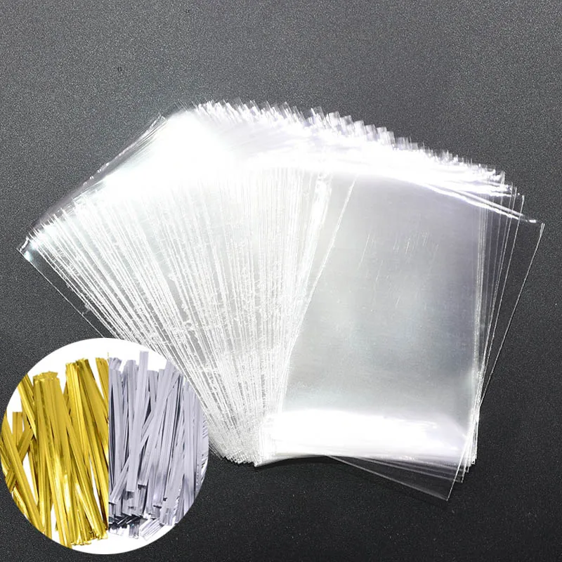 Resealable прозрачный самоклеющийся пакет пластиковый Opp конфеты мешок металлические замки для проволоки на подарок для свадьбы дня рождения упаковка развлечение для детского праздника