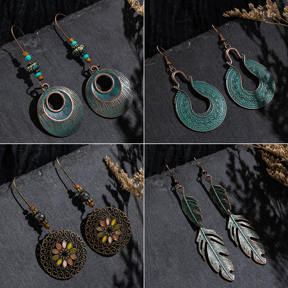 

Multiple Vintage Ethnic Boho Dangle Drop Earrings Gifts for Women Female Anniversary Bridal Party Wedding Wholesale Jewelry